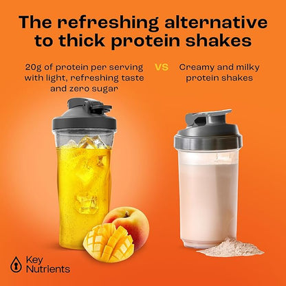 KEY NUTRIENTS Multivitamin Electrolytes Powder No Sugar - Peach Mango Electrolyte Powder - Endurance & Energy Supplement - Hydration Powder - No Calories - 20 Servings - (Peach Mango + Protein Powder)