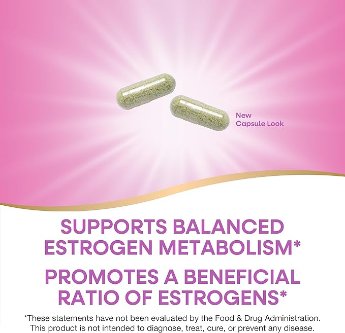 Nature's Way DIM-Plus, DIM Supplement, Supports Balanced Estrogen Metabolism*, Supports Estrogen Hormone Balance*, Diindolylmethane, 60 Vegan Capsules (Packaging May Vary)