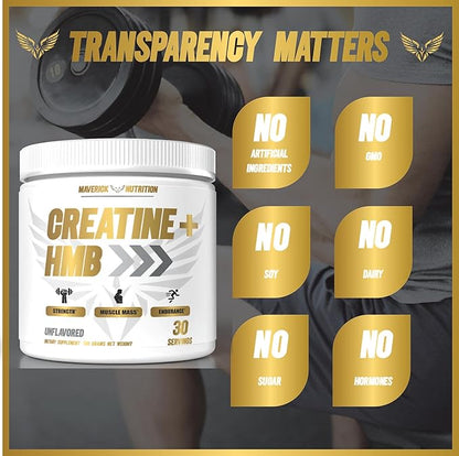 Creatine HMB - Creatine Powder for Men - Creatine Powder - Creatine Supplement - Creatine for Men - HMB Creatine - Creatine HMB Powder - Creatine - Creatine Monohydrate - 30 Servings - Unflavored