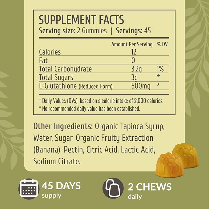 HERBAMAMA Reduced Glutathione Gummies - L-Glutathione 500 mg for Liver Detox and Cleanse - Liver Support Supplement - Vegan, Gelatin-Free, Non-GMO - 90 Mango-Flavored Antioxidant Chews.