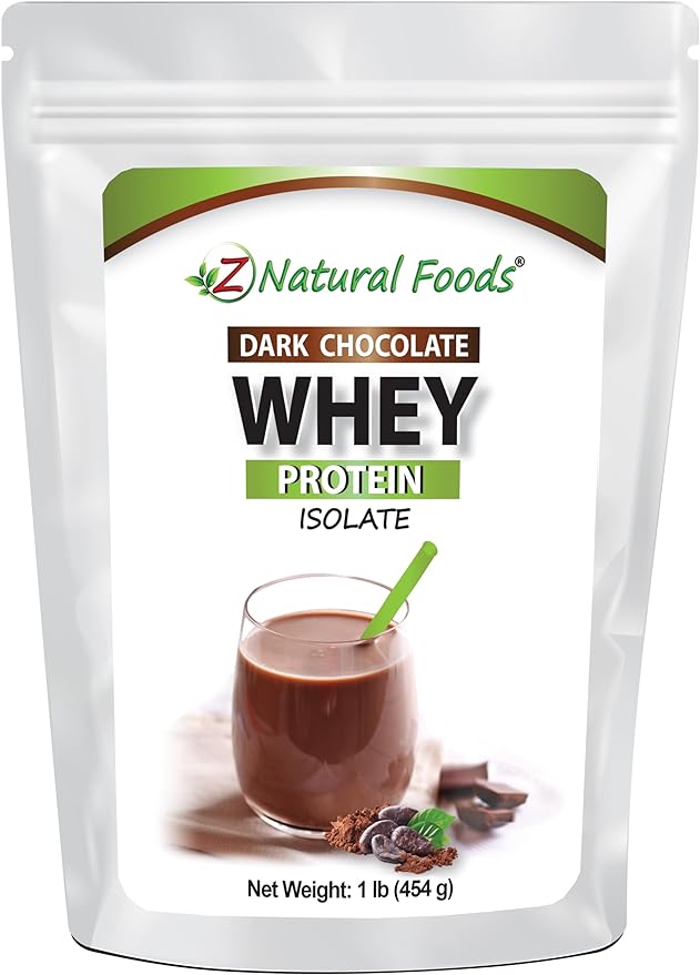 Whey Protein Isolate - Dark Chocolate Flavor with Zero Sugar - Delicious All Natural Protein Powder - Mix in Smoothie, Shake, Juice, Or Recipe - Hormone Free, Non GMO, & Gluten Free - 1 lb