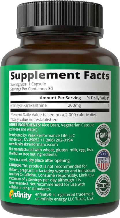 Paraxanthine Capsules for Clean, Jitter Free Energy. Enfinity Paraxanthine Supplement. Known for Focus, Concentration, and Productivity. Plus Great for A Pre Workout. for Men & Women. Nootropic Pills