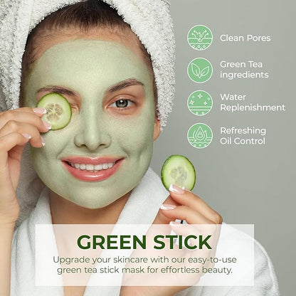Green Tea Clay Stick for Face: Blackhead Remover Mask With Green Tea Extract Green Clay Mask for Deep Pore Cleansing Moisturizing Brightening for Men and Women All Skin Types (2PCS)