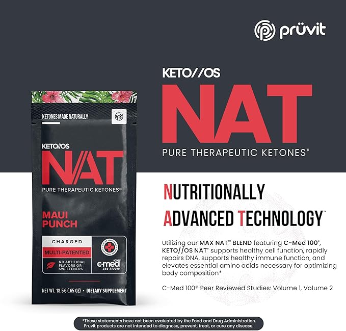 PRÜVIT Keto//OS NAT® Maui Punch – Charged - Supplement for Men and Women (20 Count)