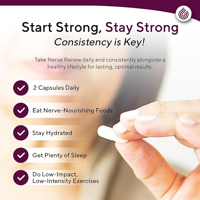 NERVE RENEW Advanced Nerve Support - 300mg Stabilized R-Alpha Lipoic Acid, Vitamin B Complex, Benfotiamine, Herbs for Fast-Acting Support - 60 ct