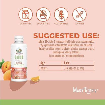 MaryRuth Organics Liquid Vitamin | Coenzyme Q10 Heart Health for Mitochondrial Support and Immune System | Vegan Non-GMO | 7.6 Fl Oz | 45 Servings