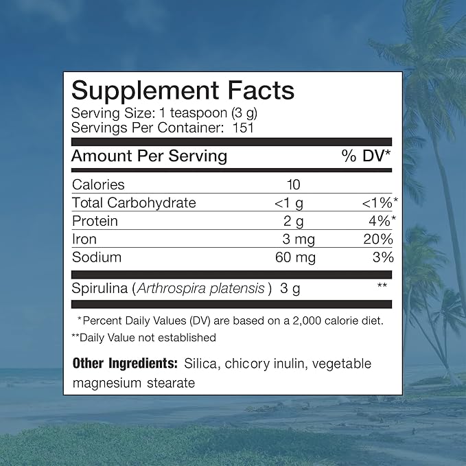 Nutrex Hawaii, Pure Hawaiian Spirulina Powder, Vegan, Supports Immune System, Heart, Cells and Energy, 16 Ounce