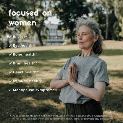 Multivitamin for Women 50 Plus, PMS Relief, Skin, Hair & Nails, Supports Joint & Bone, Heart Health, Eye Health, Turmeric, Coq10, Ginkgo, Lutein, Black Cohosh, Vitamins B6, B12, D3, K2 (60Ct)