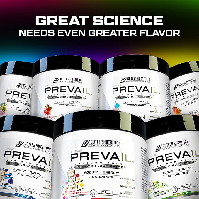 Prevail Pre Workout Powder with Nootropics: Pre Workout for Men and Women, Cutting Edge Energy and Focus Supplement with L Citrulline, Alpha GPC, L Tyrosine | Sour Lime Gummy, 40 Scoops