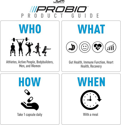 ProBio JYM Performance Probiotic, Heart, Gut, Immune Health, Athletic Recovery, and Body Composition for Men & Women, 30 Day Supply