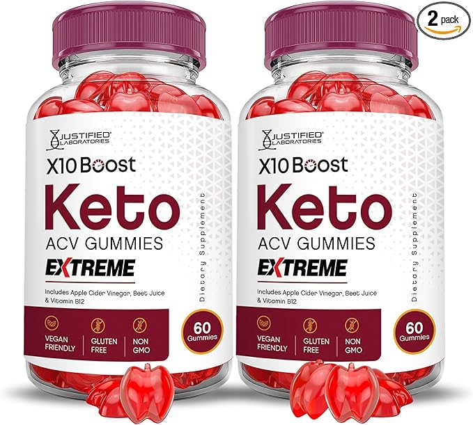 (2 Pack) X10 Boost Keto ACV Gummies Extreme 2000MG X 10 Boost Keto Gummies Apple Cider Vinegar Formulated with Pomegranate Beet Juice Powder B12 Vegan Non GMO 120 Gummys