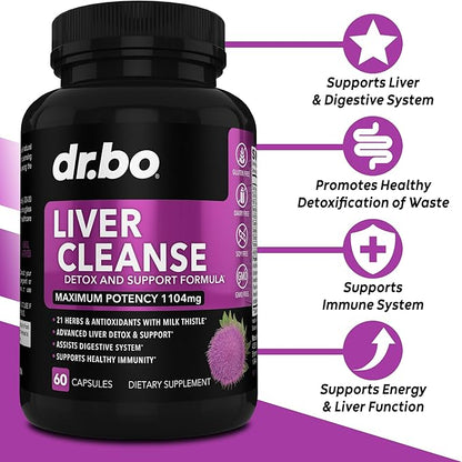 Liver Cleanse Detox Support Supplement - Complete Health Repair Pills with Artichoke, Berberine, Turmeric Herbs - Aid Gallbladder Care Formula Capsules & Natural Milk Thistle Dandelion Supplements
