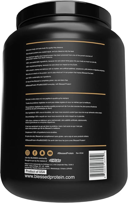 Blessed Vegan Protein Powder - Plant Based Protein Powder Meal Replacement Protein Shake, 23g of Pea Protein Powder, Dairy Free, Gluten Free, Soy Free, No Sugar Added, 30 Servings (Peanut Butter Cup)