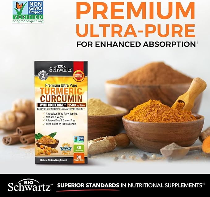 Turmeric Curcumin with Black Pepper Extract 1500mg - High Absorption Ultra Potent Turmeric Supplement with 95% Curcuminoids and BioPerine - Non GMO Turmeric Capsules for Joint Support - 90 Capsules