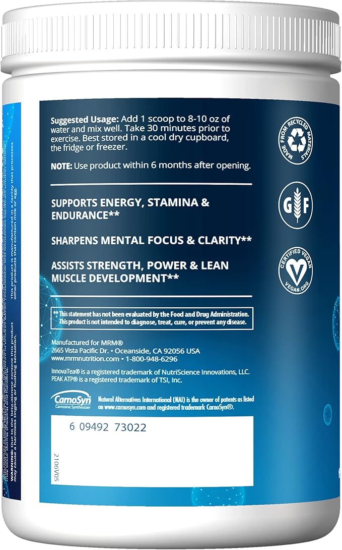 MRM Nutrition Driven Pre-Workout Powder | Mixed Berry Flavored | 125mg Caffeine | Pure Ingredients| Muscle + Hydration + Energy Blends | Performance Energy | Vegan + Gluten-Free | 29 Servings