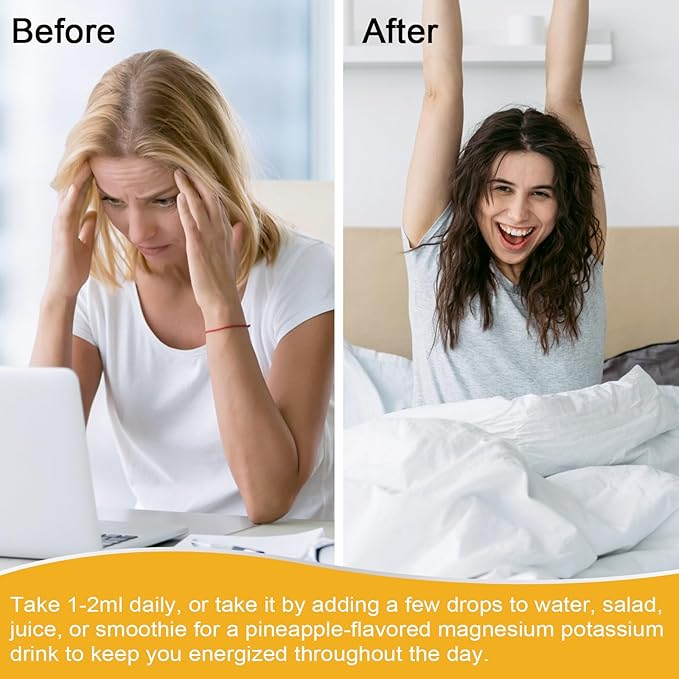 Potassium Magnesium Supplement, 99mg Potassium Supplement with Magnesium, Calcium, Vitamin D3, Zinc, Sugar Free & Vegan Liquid Drops Supplement for Leg Cramps, Energy, Metabolism, for Adult and Kid