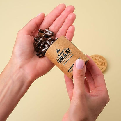 NATURAL SHILAJIT Capsules (1-2 Months Supply) - 60 Count - Shilajit for Men & Women with Fulvic Acid & Trace Minerals, Plant Based Nutrients for Energy, Immune Support & Vitality