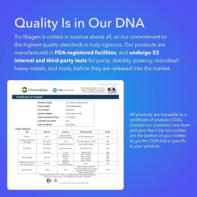 TRU NIAGEN Patented NAD+ Supplement for Anti Aging and Cell Regeneration, 300 mg Niagen, 90 Servings | Supports Cellular Energy, Brain, Muscle | Nicotinamide Riboside (NR) Take 1 Daily | 2 Bottles