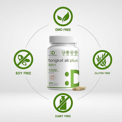 Deal Supplement Tongkat Ali Extract 300:1 with Horny Goat Weed 1,100mg, 240 Capsules – Indonesian Longjack Eurycoma Longifolia Root – Extra Strength Herbal Supplement for Energy