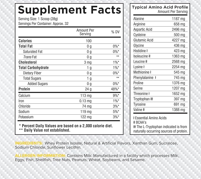 Core Nutritionals ISO, 100% Micro Filtered, Zero Artificial Fillers, 25g Whey Protein Isolate, 32 Servings (Lemon Pound Cake)