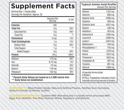 Core Nutritionals ISO, 100% Micro Filtered, Zero Artificial Fillers, 25g Whey Protein Isolate, 32 Servings (Lemon Pound Cake)