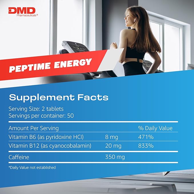 Tablets, Vitamin B6 and B12 Caffeine Pills, 350 mg Caffeine per Serving, Physical Performance and Focus Supplement, 100 Count