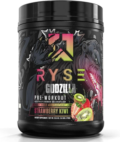 Ryse Noel Deyzel x Godzilla Pre Workout | Intense Pumps, Energy, & Focus | Citrulline & Beta Alanine | 400mg Total Caffeine | 40 Servings (Strawberry Kiwi)