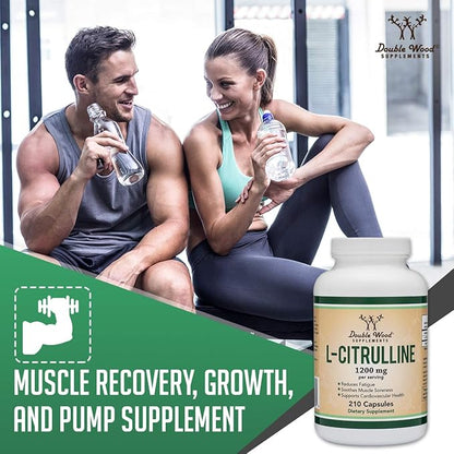 L Citrulline Capsules 1,200mg Per Serving, 210 Count (L-Citrulline Increases Levels of L-Arginine, Acts as a Nitric Oxide Booster) Muscle Recovery Supplement to Improve Muscle Pump by Double Wood