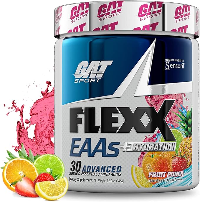 GAT SPORT Flexx EAAs + Hydration, Advanced Essential Amino Acids, 30 Servings (Fruit Punch)