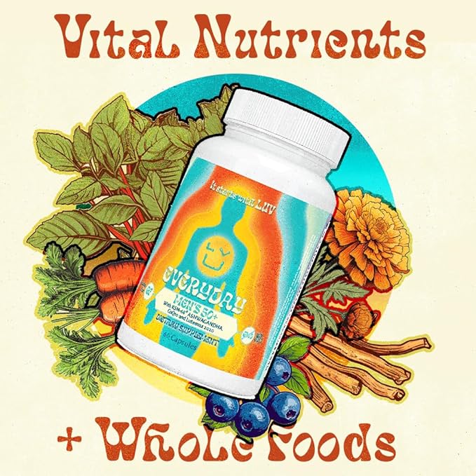 LUV Everyday™ Men’s 50+ Multivitamin - Adult Formula Daily Nutritional Support with Iron, Calcium, KSM-66 Ashwaganda, CoQ10, Lycopene, and Lutemax 2020- Vegetarian Gluten-Free & Non-GMO - 60 Capsules