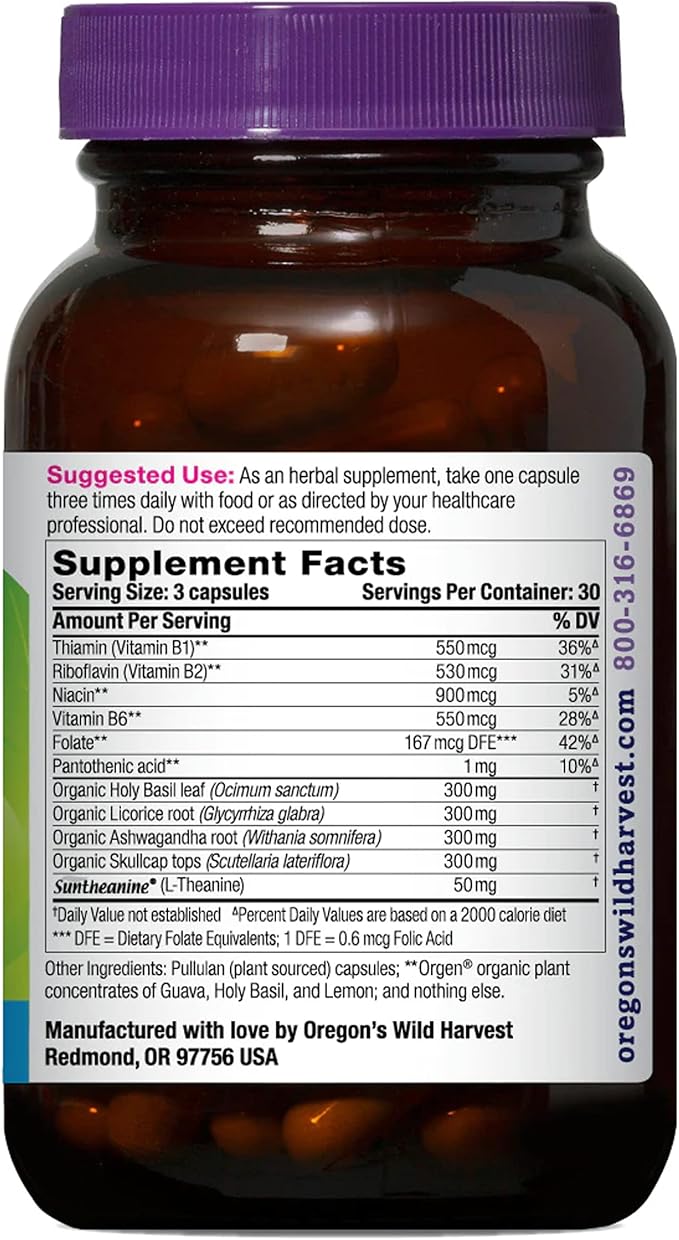 Oregon's Wild Harvest, Stress Guard, L-Theanine Supplement for Natural Relief, 90 Capsules