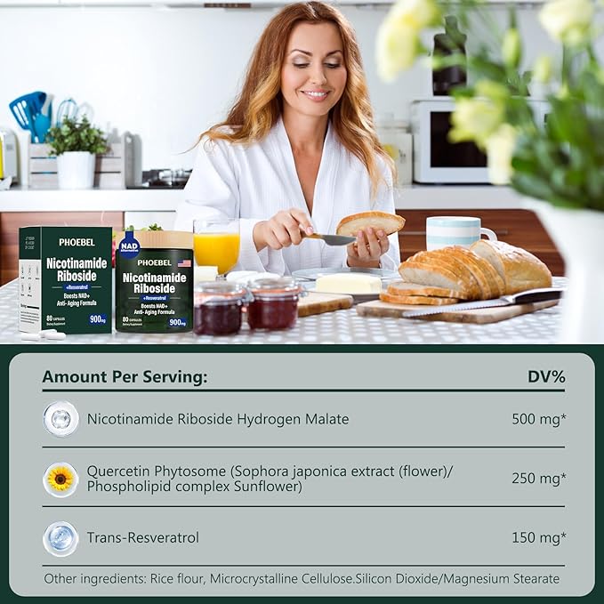 New Supplement Nicotinamide Riboside Resveratrol-900mg, Supplement for Men and Women(80 Capsules)