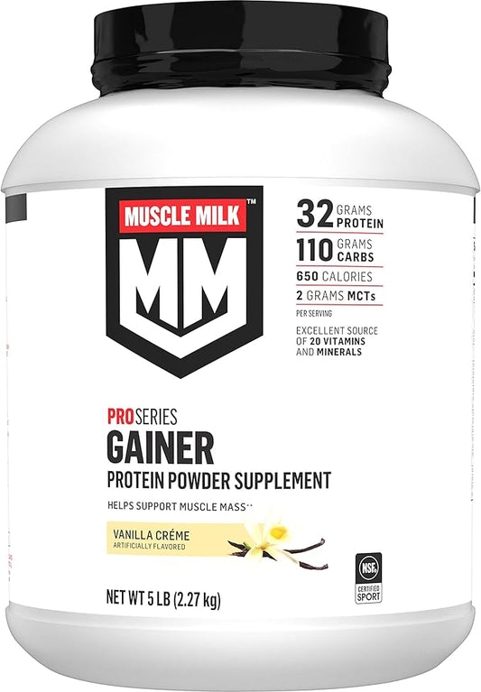 Muscle Milk Gainer Protein Powder, Vanilla Creme, 32g Protein, 5 Pound