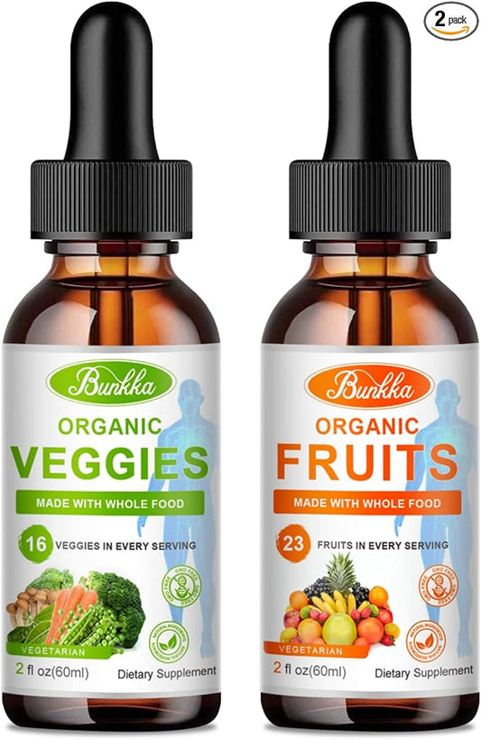Fruits and Veggies Supplement - Balance of Natural Fruit and Vegetables Liquid Drops 2 Pack, Whole Food Supplement - Filled with Vitamins and Minerals - 2 FL OZ Fruit & 2FL OZ Veggie