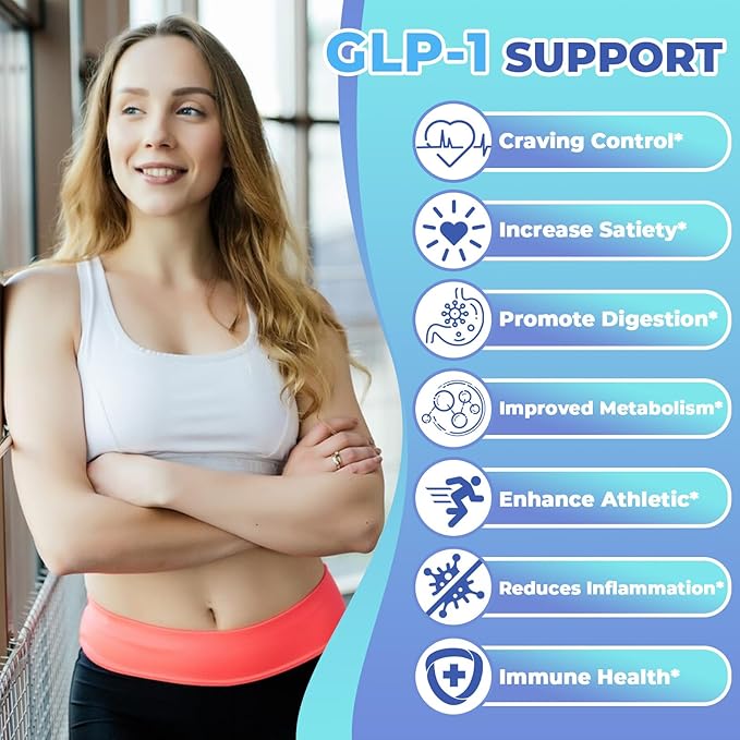 GLP-1 Supplement Support, with Naturally GLP-1 Supplement Probiotic, Hops & Green Tea Extract, GLP 1 Supplement for Gut, Energy