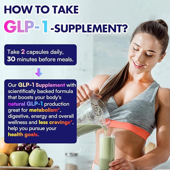 GLP-1 Supplement Support, with Naturally GLP-1 Supplement Probiotic, Hops & Green Tea Extract, GLP 1 Supplement for Gut, Energy, GLP-1 Levels & Overall Health - 120 Capsules
