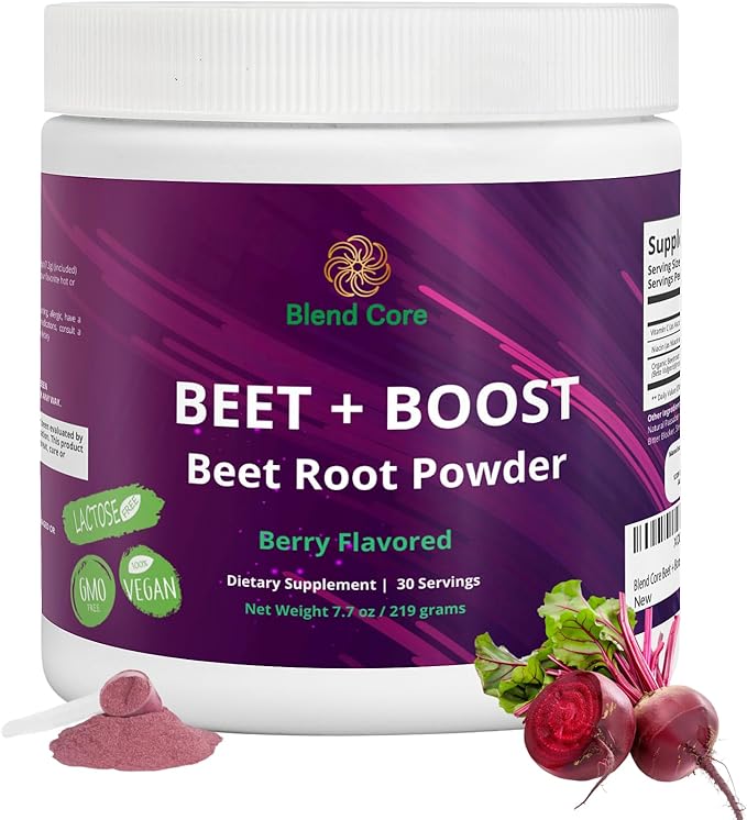 Beet + Boost Organic Beet Root Powder - Berry Flavored SuperBeet - Boost Daily Nutrition, Athletic Performance, Vegan, Lactose-Free, and Non-GMO Beets Root Powder Supplement
