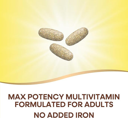 Nature's Way Alive! Max3 Potency Adult Complete Multivitamin, High Potency B-Vitamins to Support Energy Metabolism*, with Methylated B12 and Folate, No Added Iron, 90 Tablets (Packaging May Vary)