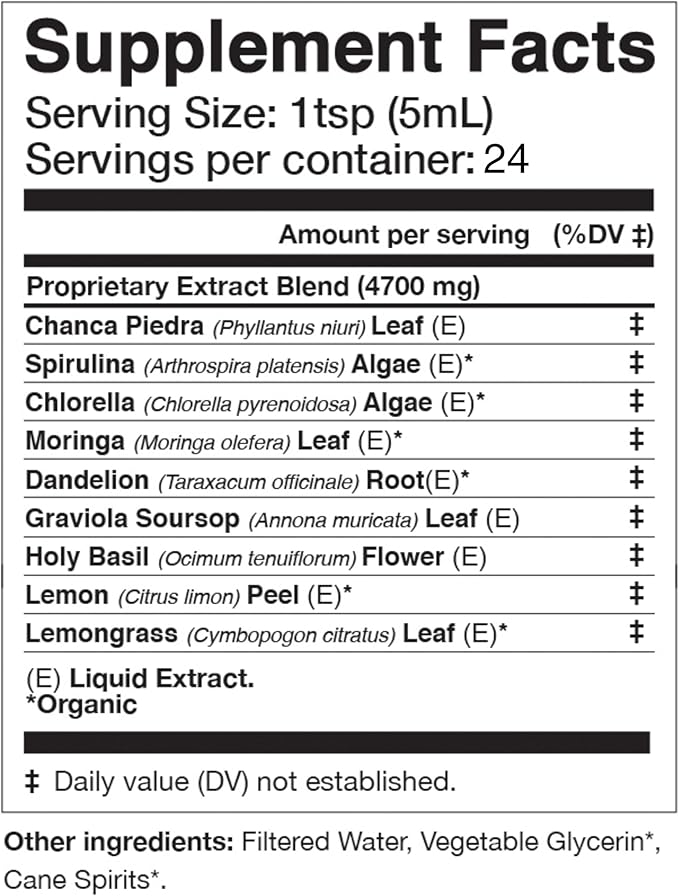 Anima Mundi Viridem Greens Detox Elixir - GI & Liver Detox Liquid Supplement, Natural Herb Cleanse with Chlorophyll, Moringa + Organic Chlorella - Add to Juice & Alkalizing Teas (4oz / 118ml)