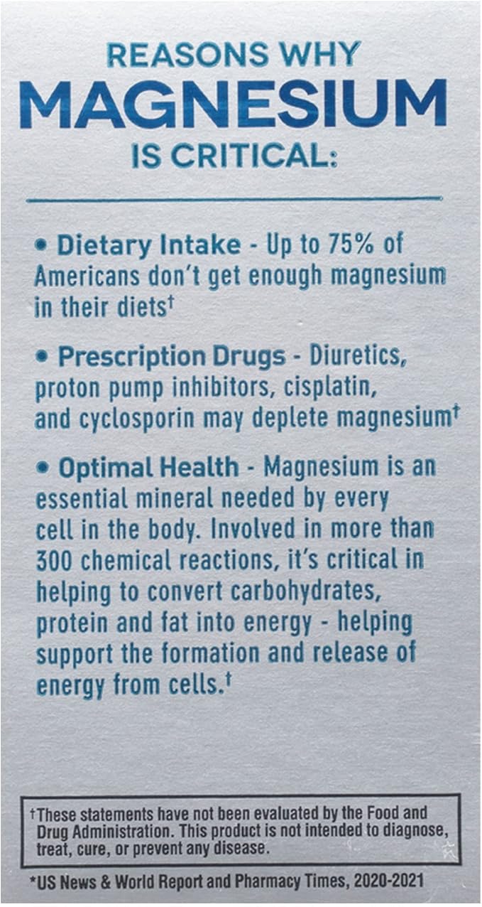 Mag-Ox 400 Magnesium Supplement, Pharmaceutical Grade Magnesium Oxide, Most Concentrated Form of Magnesium, 483mg, 240 Tablets (2 Packs of 120 Tablets)