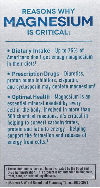 Mag-Ox 400 Magnesium Supplement, Pharmaceutical Grade Magnesium Oxide, Most Concentrated Form of Magnesium, 483mg, 240 Tablets (2 Packs of 120 Tablets)