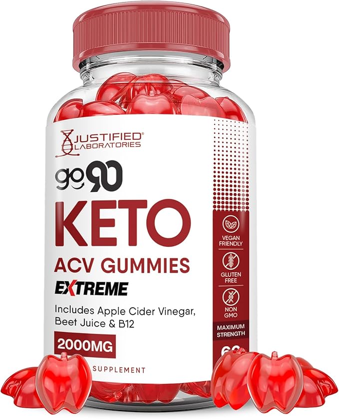 Go 90 Keto ACV Gummies Extreme 2000MG Go90 Keto Gummies Apple Cider Vinegar Formulated with Pomegranate Beet Juice Powder B12 Vegan Non GMO 60 Gummys