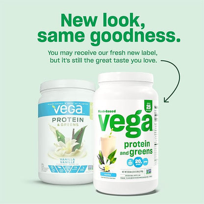 Vega Protein and Greens Protein Powder, Coconut Almond - 20g Plant Based Protein Plus Veggies, Vegan, Non GMO, Pea Protein for Women and Men, 1.1 lbs (Packaging May Vary)