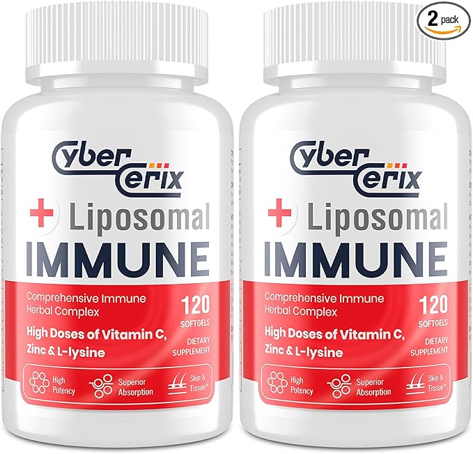 Liposomal Immune Support Supplement for Adults, Complex with L-Lysine 1,500mg, Vitamins, Minerals & Herbal Extracts, Comprehensive Daily Wellness Blend for Men & Women - 240 Capsules