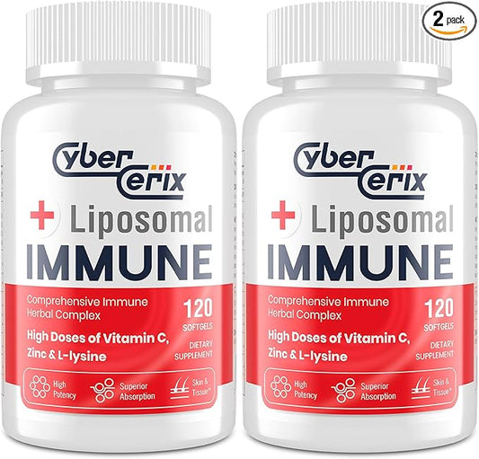 Liposomal Immune Support Supplement for Adults, Complex with L-Lysine 1,500mg, Vitamins, Minerals & Herbal Extracts, Comprehensive Daily Wellness Blend for Men & Women - 240 Capsules