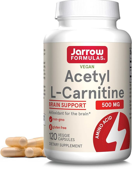 Jarrow Formulas Acetyl L-Carnitine 500 mg, Dietary Supplement, Amino Acid Support for Brain Health and Antioxidants, 120 Veggie Capsules, 120 Day Supply