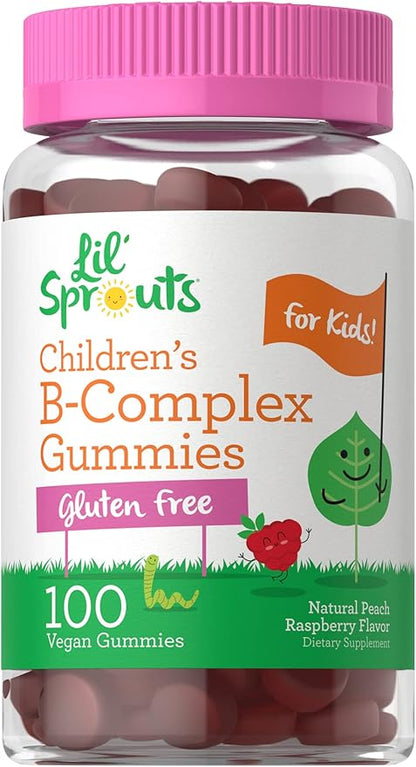 Carlyle Kids B Complex Gummies | 100 Count | Vegan | Peach Raspberry Flavor | Non-GMO, Gluten Free | by Lil' Sprouts