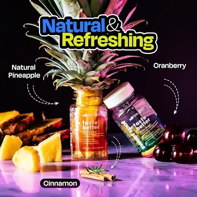 Pineapple Probiotics for Men – 500mg Sweet Spot Formula with Pineapple Extract, Cranberry & Cinnamon, Supports pH Balance & Freshens Taste, 60 Capsules, Made in The USA