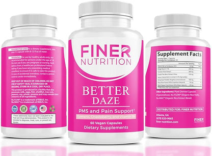 Better Daze- PMS Relief Supplements and Hormonal Support For Women 18+ with Vitamin B6, 60 Capsules