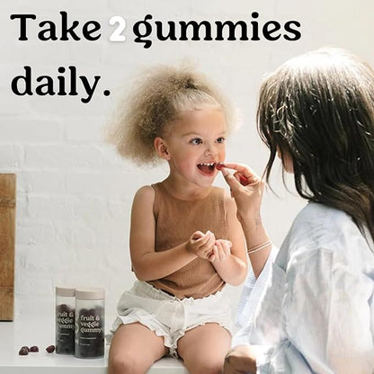 Roe Wellness- Kids Immune Support Vitamin Gummies Fruits & Veggie Probiotics | Clean Ingredients, No Artificial Colors or Flavors | Concentrated 18 Vegetable & 8 Fruit (60 Count)